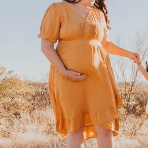 Adorable mustard yellow Baltic Born Hannah midi dress